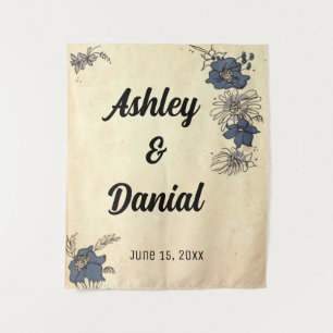 Vintage Retro Botanical Boho Rustic Floral Wedding Tapestry