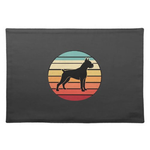 Vintage Retro Boxer Dog Sunset Silhouette Cloth Placemat