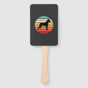 Vintage Retro Boxer Dog Sunset Silhouette Hand Fan