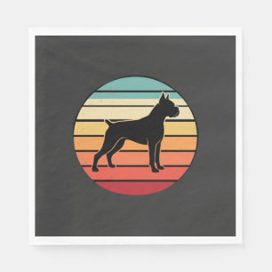 Vintage Retro Boxer Dog Sunset Silhouette Napkins