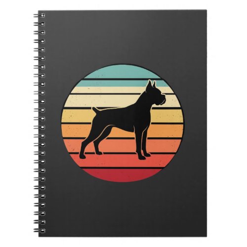 Vintage Retro Boxer Dog Sunset Silhouette Notebook