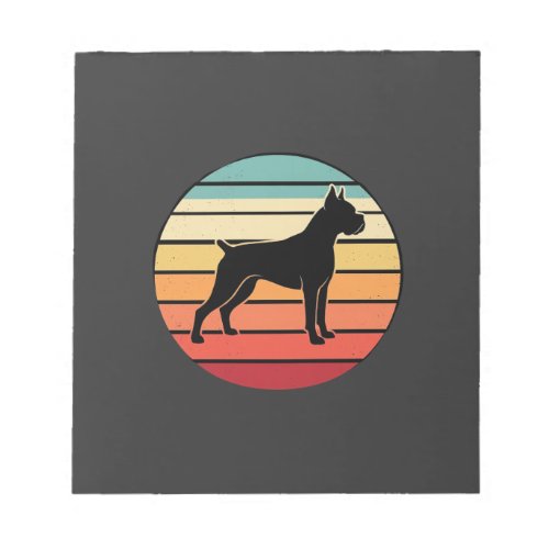 Vintage Retro Boxer Dog Sunset Silhouette Notepad