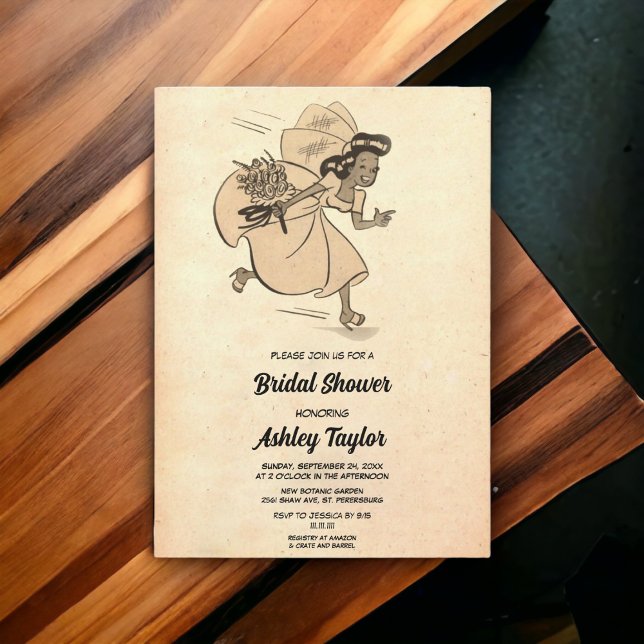 Vintage Retro Bride Dress Old Rustic Bridal Shower Invitation (Creator Uploaded)