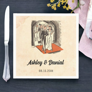 Vintage Retro Bride Groom Old Comic Book Wedding Napkins