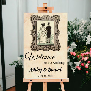Vintage Retro Bride Groom Rustic Welcome Wedding Foam Board