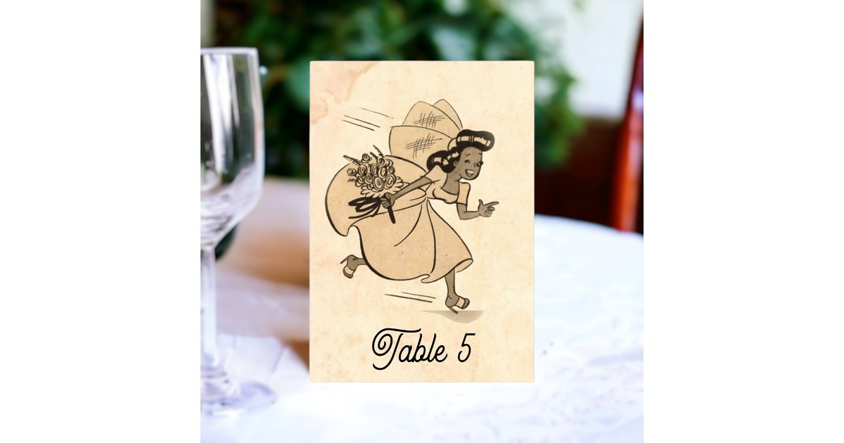 Vintage Retro Bride Old Comic Book Rustic Wedding Table Number | Zazzle