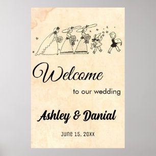 Vintage Retro Bridesmaids 50s Old Rustic Wedding Poster