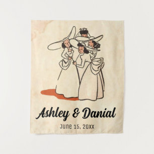 Vintage Retro Bridesmaids 50s Old Wedding Tapestry