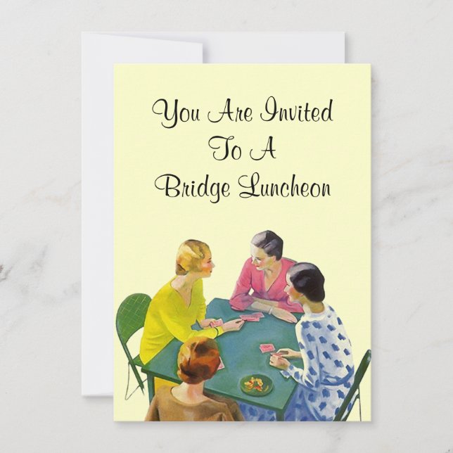 Vintage Retro Bridge Luncheon Party Invitations (Front)