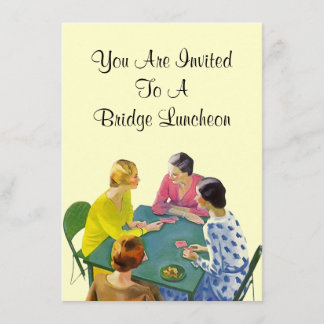 Vintage Retro Bridge Luncheon Party Invitations