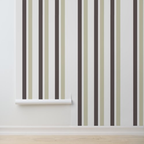 Vintage Retro Brown Cream Stripes Pattern Wallpaper