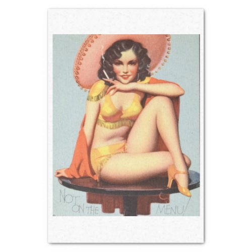Vintage Retro Brunette Pin Up Girl Tissue Paper