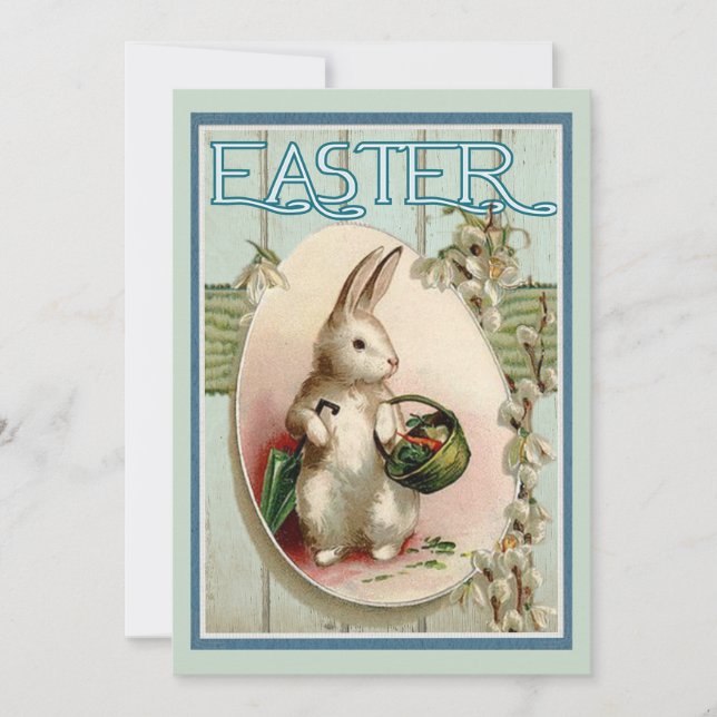 Vintage Retro Bunny Easter  Holiday Card (Front)