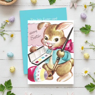 Vintage Retro Bunny Painting Custom Happy Easter Holiday Card