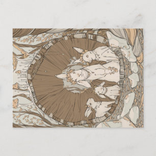 Vintage Retro Bunny Rabbits Postcard