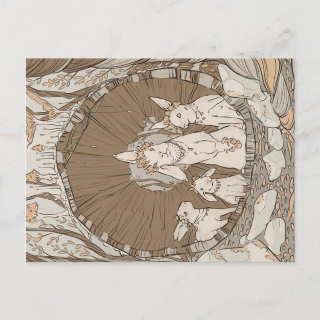 Vintage Retro Bunny Rabbits Postcard (Front)