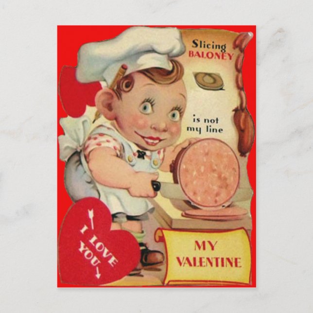 Vintage Retro Butcher Valentine Card (Front)