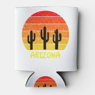 Vintage Retro Cactus Arizona Sunset Can Cooler