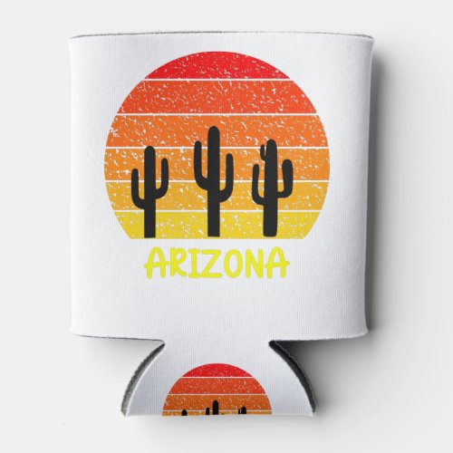 Vintage Retro Cactus Arizona Sunset Can Cooler