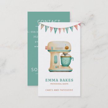 Vintage Retro Cake Mixer Bakery Pastry Chef Business Card by MG_BusinessCards at Zazzle