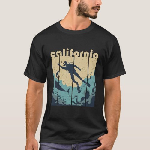 Vintage Retro California Diving And Snorkeling Scu T_Shirt