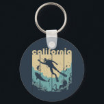 Vintage Retro California Diving Cool Scuba Diver Keychain<br><div class="desc">Vintage and retro diving design for recreational scuba diver and professional deep sea diver. This funny and humorous merchandise is great for those who love scuba diving, snorkeling and exploring the ocean. Perfect for anyone who love to dive and swim underwater among sharks and fishes. Great Christmas gift and birthday...</div>