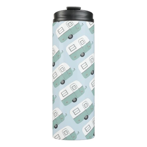 Vintage Retro Camper Trailer in blue Thermal Tumbler