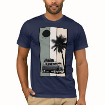 Vintage Retro Camper Van Palm Tree Beach Sunset Gr