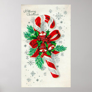 vintage retro candy cane christmas poster poster for christmas