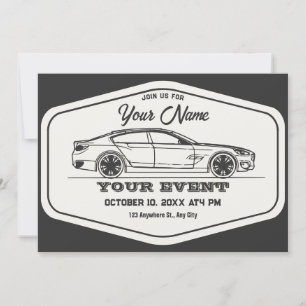 Vintage retro car  invitation