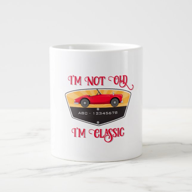 Vintage Retro Car Lover Giant Coffee Mug (Front)