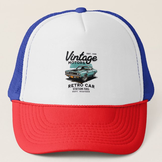 Vintage Retro Car Trucker Hat  (Front)