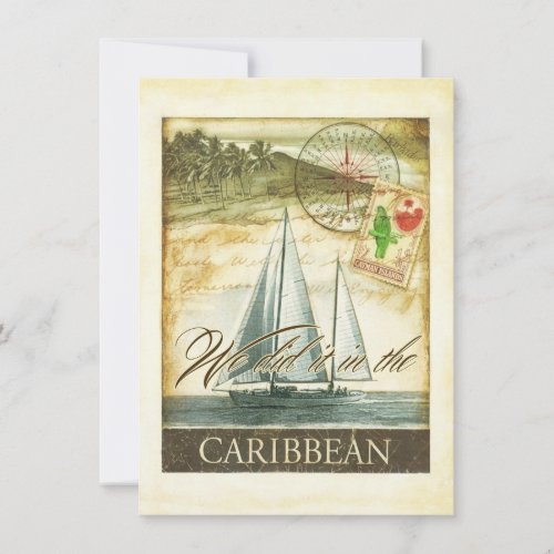 Vintage Retro Caribbean Cayman Islands Reception Invitation