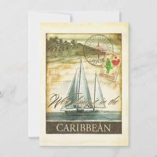 Vintage Retro Caribbean Cayman Islands Wedding Invitation