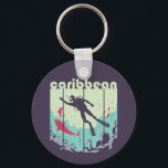 Vintage Retro Caribbean Diving Cool Scuba Diver Keychain<br><div class="desc">Vintage and retro diving design for recreational scuba diver and professional deep sea diver. This funny and humorous merchandise is great for those who love scuba diving, snorkeling and exploring the ocean. Perfect for anyone who love to dive and swim underwater among sharks and fishes. Great Christmas gift and birthday...</div>