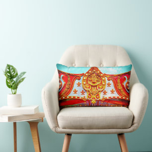Vintage retro carousel gold face sparkly photo lumbar pillow