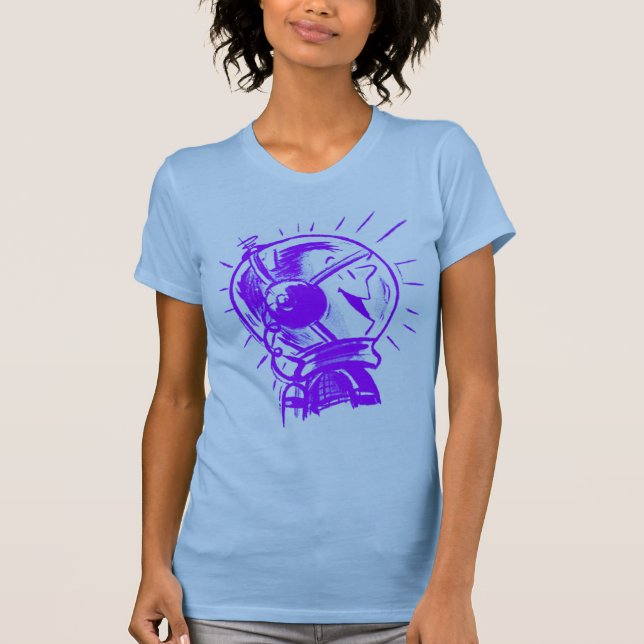 Vintage Retro Cartoon Sci Fi 'Happy Spaceman' T-Shirt (Front)