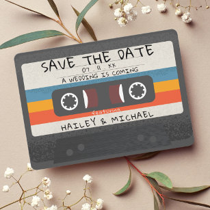 Vintage Retro Cassette Tape QR Code Wedding Save The Date