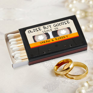 Vintage Retro Cassette Tape Wedding Favor Matchboxes