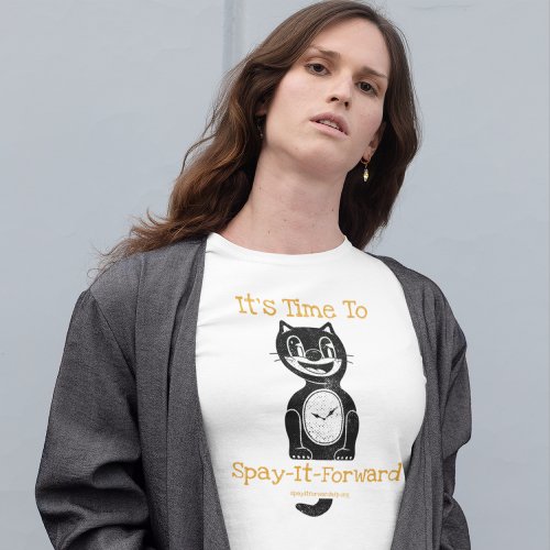 Vintage Retro Cat Clock Time To Spay It Forward T_Shirt