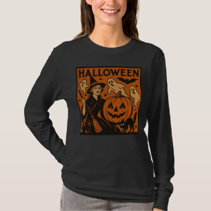 Vintage/retro cat, ghost, pumpkin & witch T-Shirt