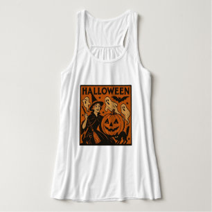 Vintage/retro cat, ghost, pumpkin & witch tank top