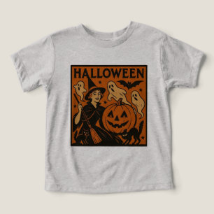 Vintage/retro cat, ghost, pumpkin & witch toddler t-shirt