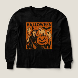 Vintage/retro cat, ghost, pumpkin & witch Tri-Blend shirts
