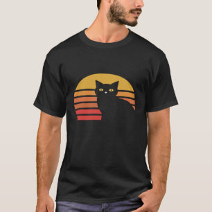 Vintage Retro Cat Silhouette Love r Dad Mom Boy Gi T-Shirt