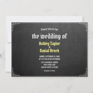 Vintage Retro Chalkboard Classic Formal Wedding Invitation