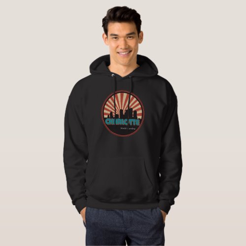 Vintage Retro Charlotte North Carolina NC Skyline Hoodie