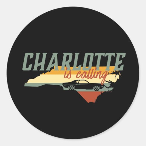 Vintage Retro Charlotte North Carolina US City Map Classic Round Sticker