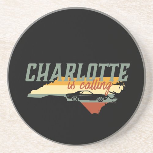 Vintage Retro Charlotte North Carolina US City Map Coaster