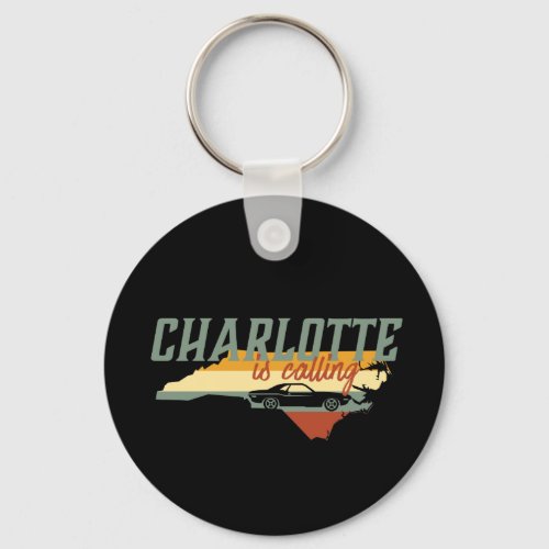 Vintage Retro Charlotte North Carolina US City Map Keychain